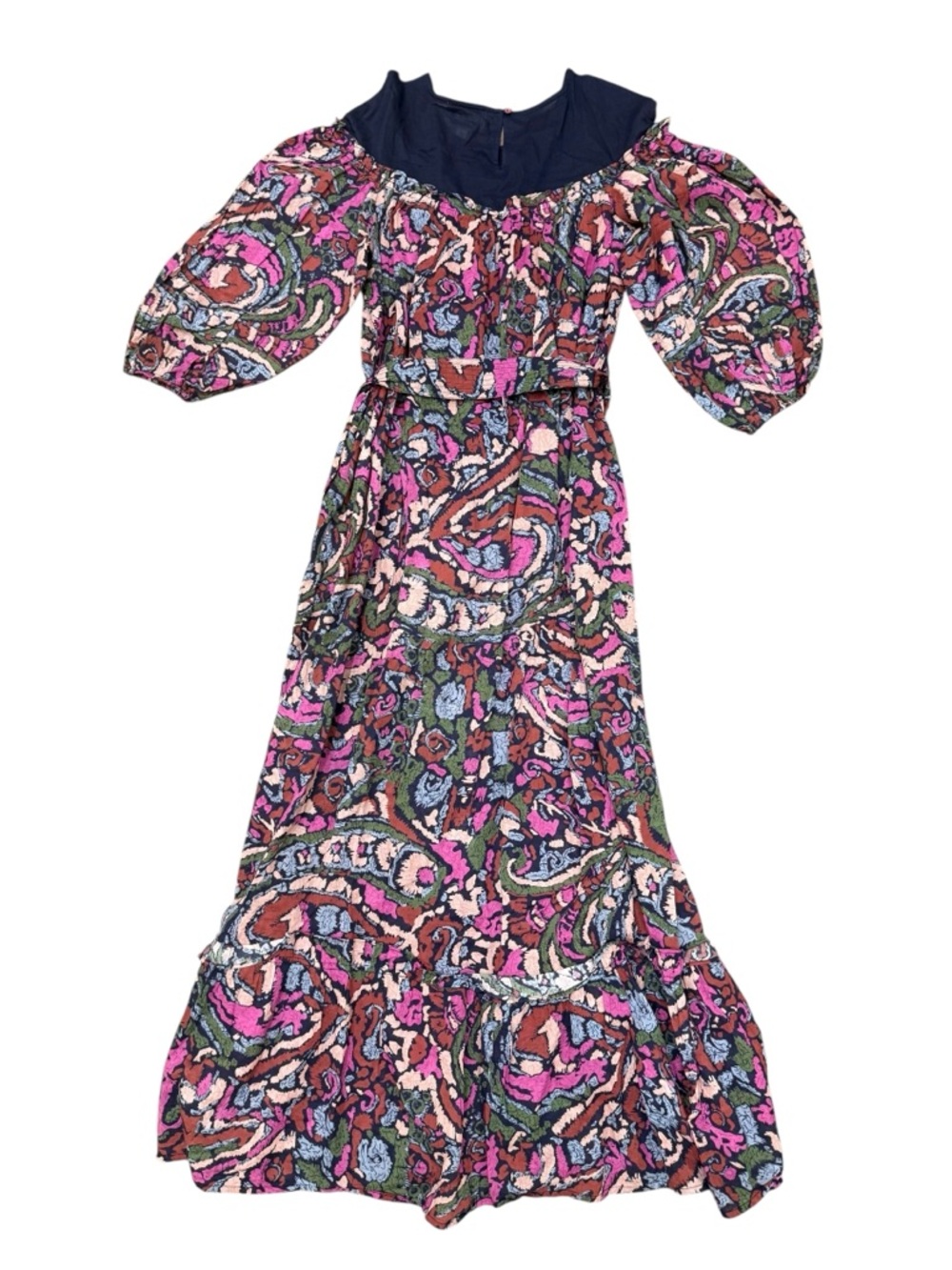 Cleobella Paisley Maxi‎ Dress with Navy Yoke - Picture 3 of 8